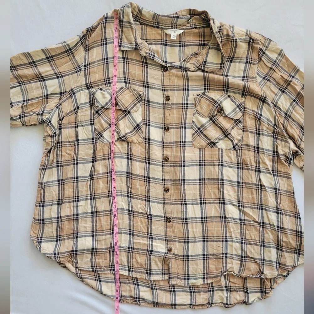 Terra & Sky Navy and Tan Plaid Shirt - Picture 2 of 4